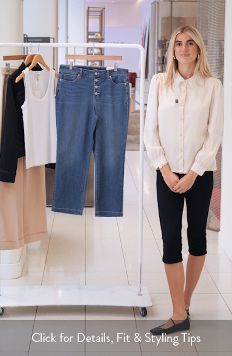 Piper Button Fly Relaxed Crop Straight Leg Utility Jeans, sales video thumbnail