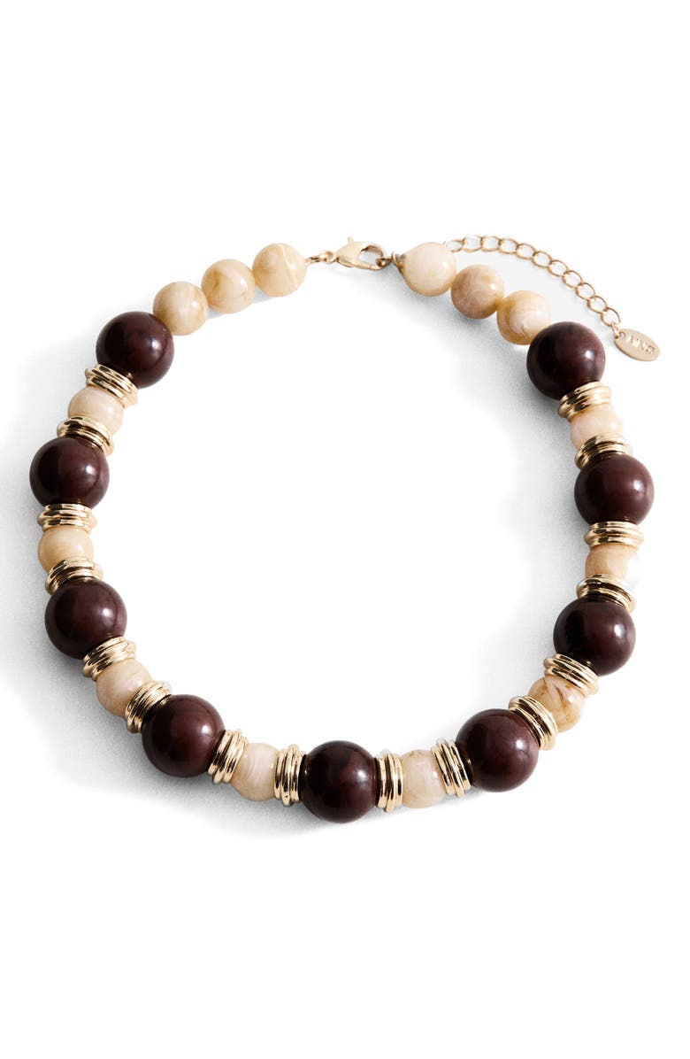 MANGO Mixed Bead Necklace, Main, color, Brown