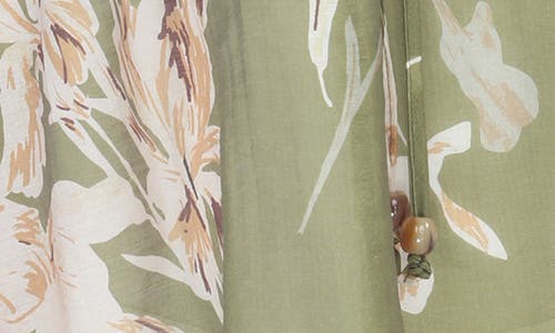 Rain And Rose Floral Puff Sleeve Top In Green