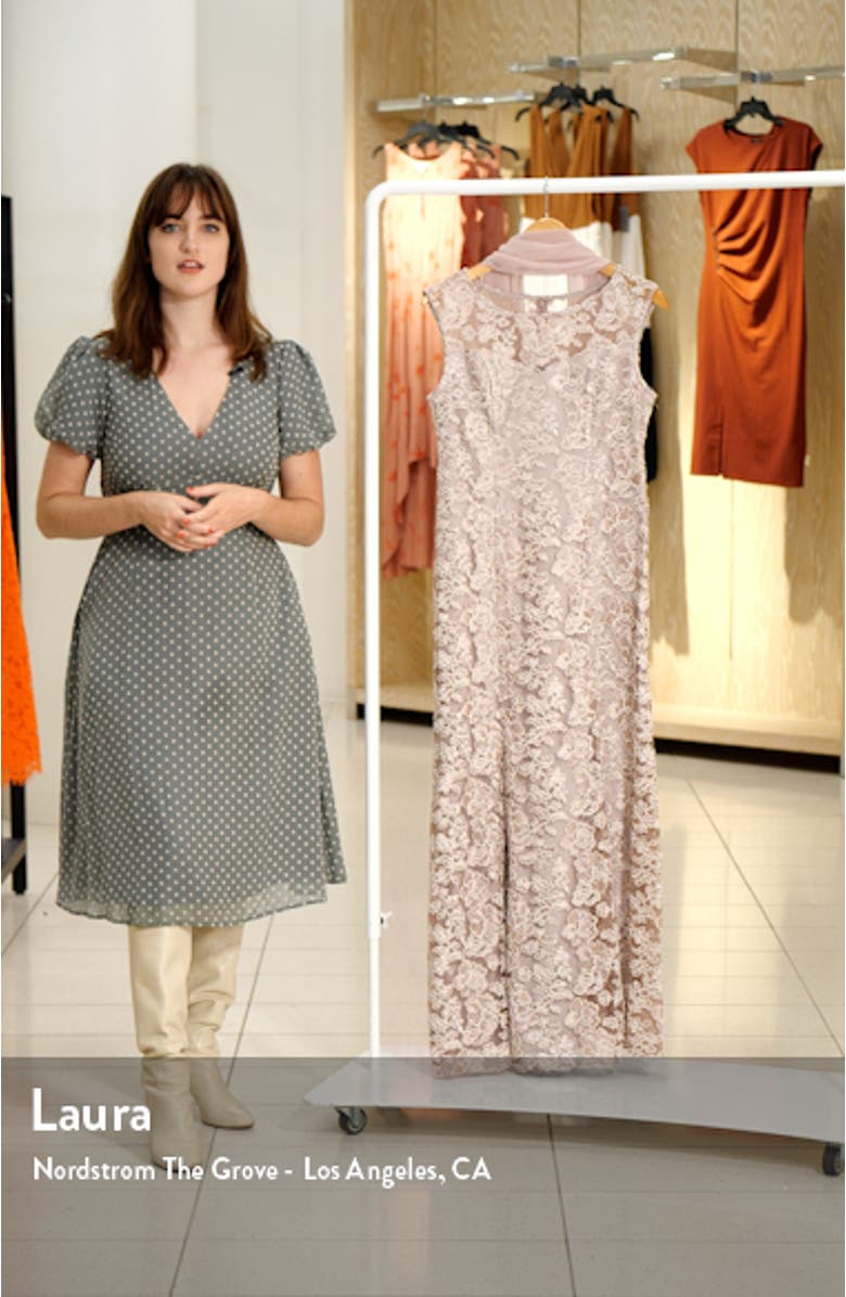 Floral Embroidered Evening Gown with Wrap, sales video thumbnail