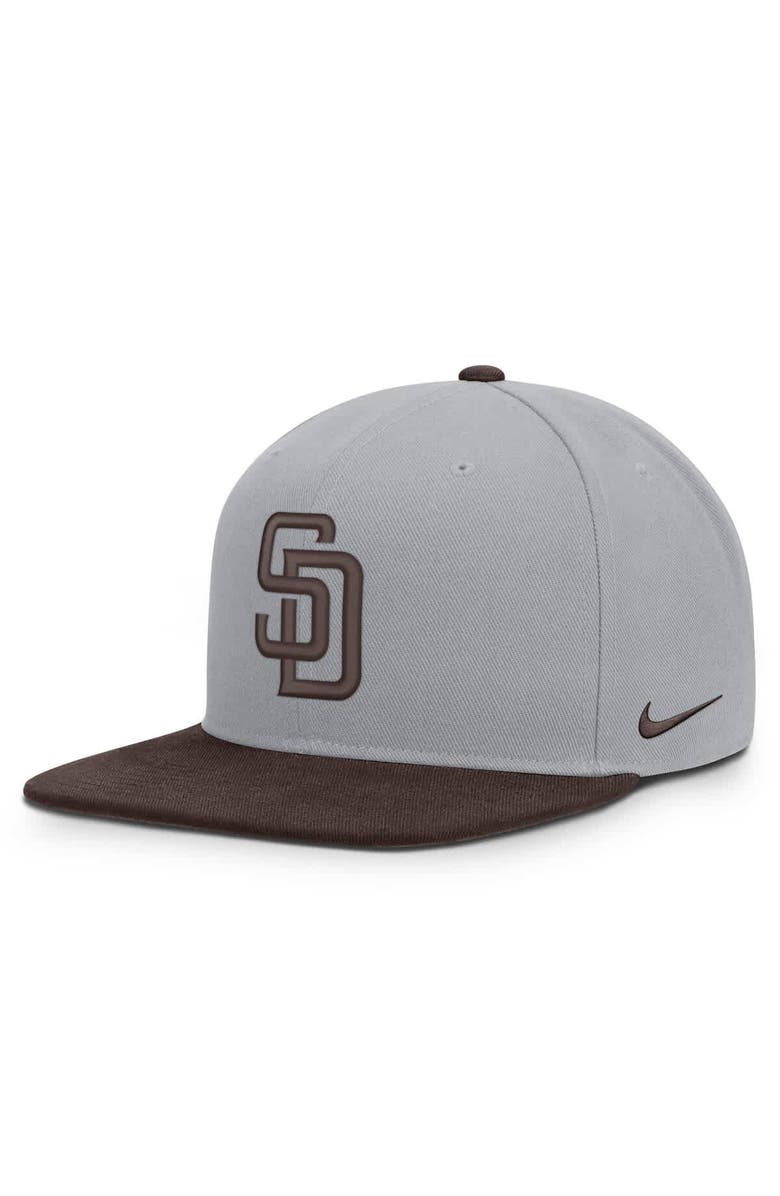 Nike Men's Nike Gray/Brown San Diego Padres Primetime Pro Dri-FIT Snapback Hat, Alternate, color, Gray