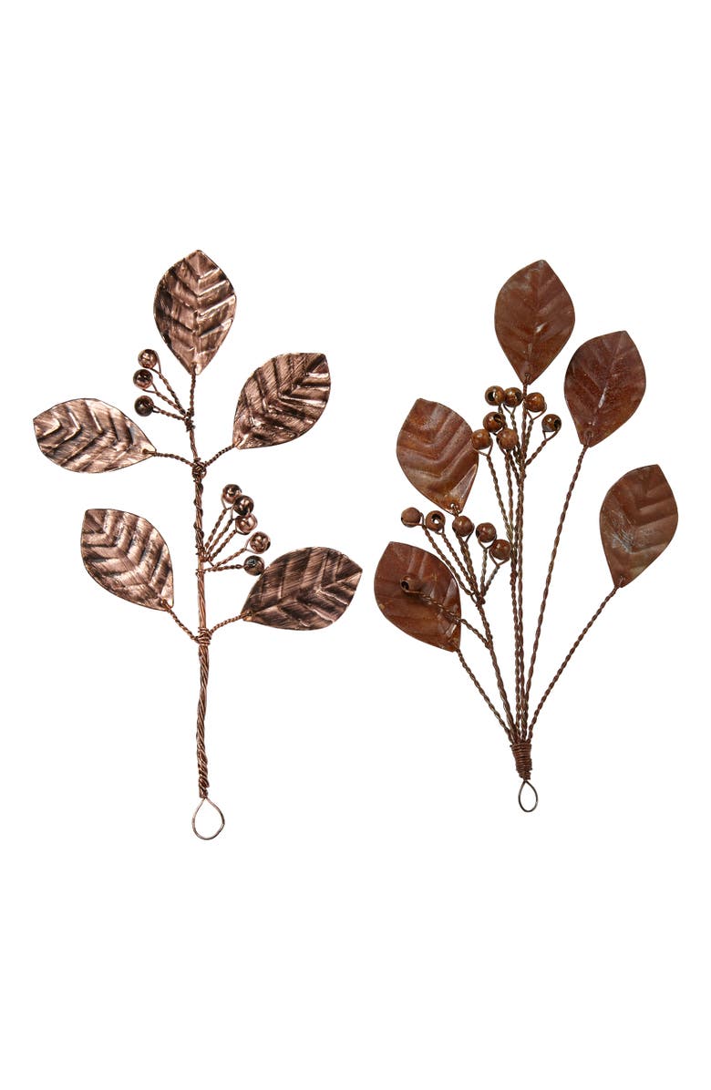 tag Handcrafted Metal Leaves and Berries Decorative Sculptures, Main, color, Multicolored