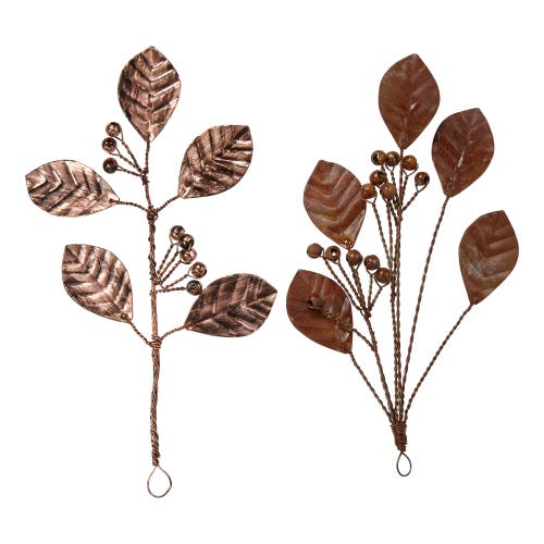 Tag Handcrafted Metal Leaves And Berries Decorative Sculptures In Multi
