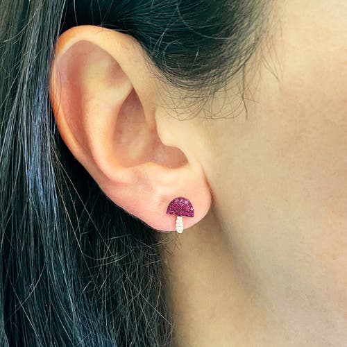 The Lovery Fine Jewelry Ruby Mushroom Stud Earrings In Pink