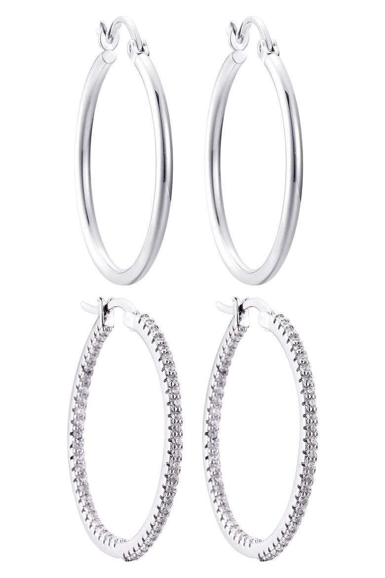 Set of 2 Assorted Infinity Hoop Earrings, Alternate, color, SILVER