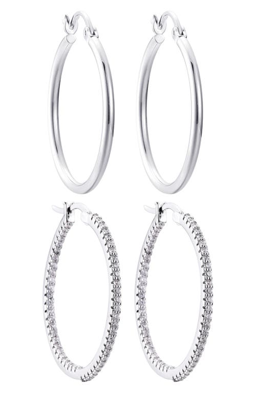 Adornia Set Of 2 Assorted Infinity Hoop Earrings In Silver