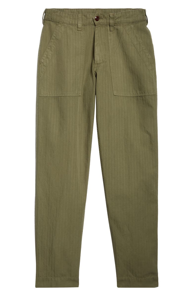 Drake's Herringbone Stripe Cotton Fatigue Pants, Alternate, color, 400 Olive
