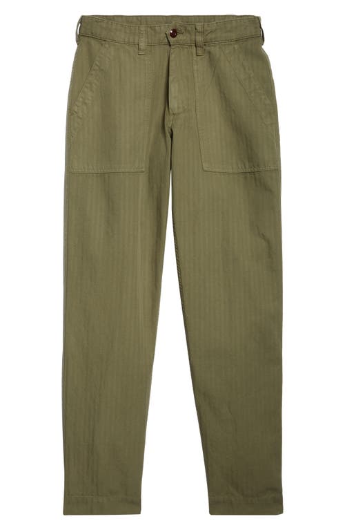 Drake's Mens Olive Fatigue Straight-leg Regular-fit Cotton And Linen Trousers In 400 Olive