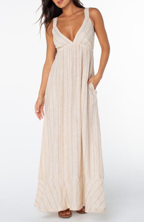 Wilder Coast Striped Cotton Maxi Dress