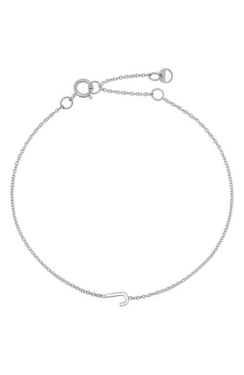 BYCHARI Initial Pendant Bracelet in 14K White Gold-J 