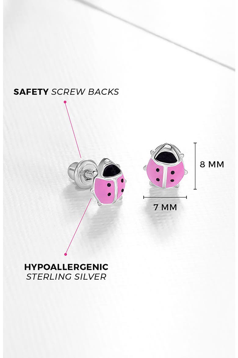 Adorable Enamel Ladybug Earrings, Alternate, color, Pink