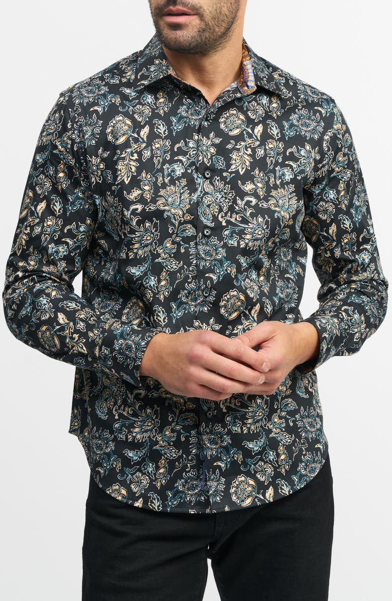 Robert Graham Evans Floral Classic Fit Stretch Cotton Button-Up Shirt, Main, color,