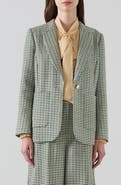 LK Bennett Daphne Houndstooth One-Button Wool Blazer