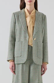LK Bennett Daphne Houndstooth One-Button Wool Blazer
