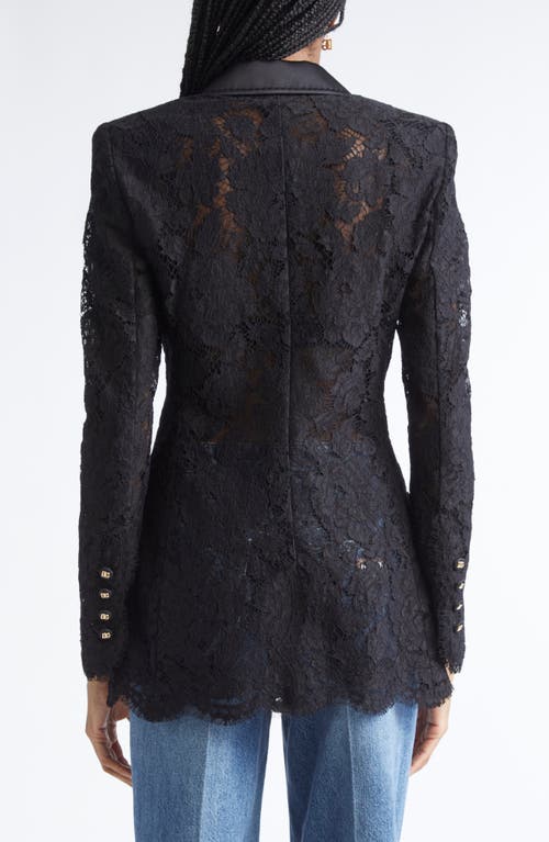 Dolce & Gabbana Branded Stretch Lace Turlington Blazer In Black