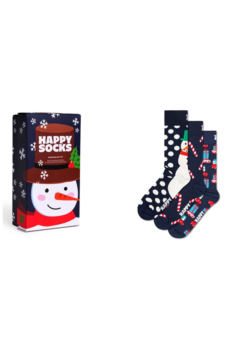 Holiday Assorted 3-Pack Crew Socks Gift Set, Main, color, NAVY