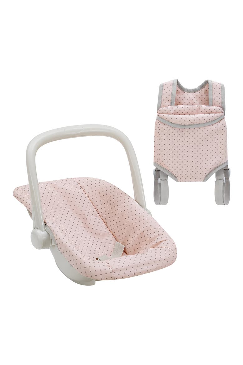 Olivia's Little World Baby Doll Polka Dot 2-Piece Carrier & Car Seat Set, Alternate, color, PINK
