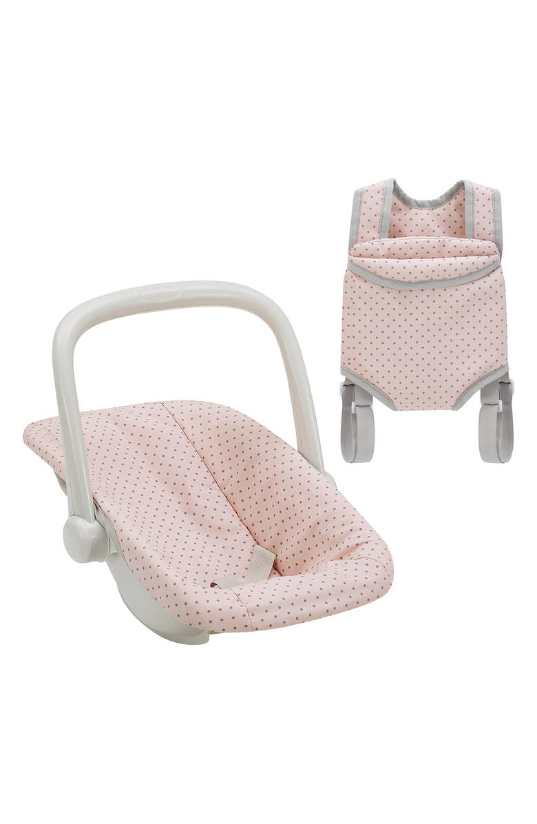 Teamson Kids Olivia's Little World Baby Doll Polka Dot 2-Piece Carrier & Car Seat Set, Alternate, color, Pink