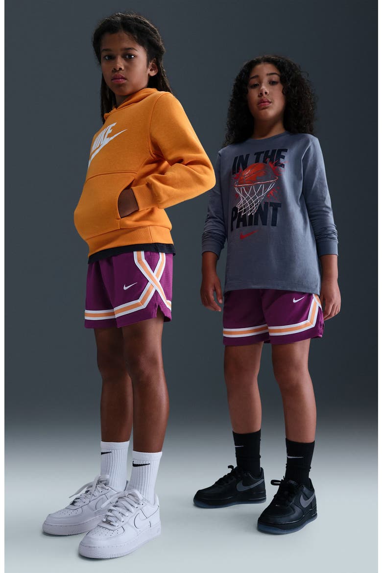 Kids' Dri-Fit Crossover Mesh Shorts, Alternate, color, BOLD BERRY/ WHITE