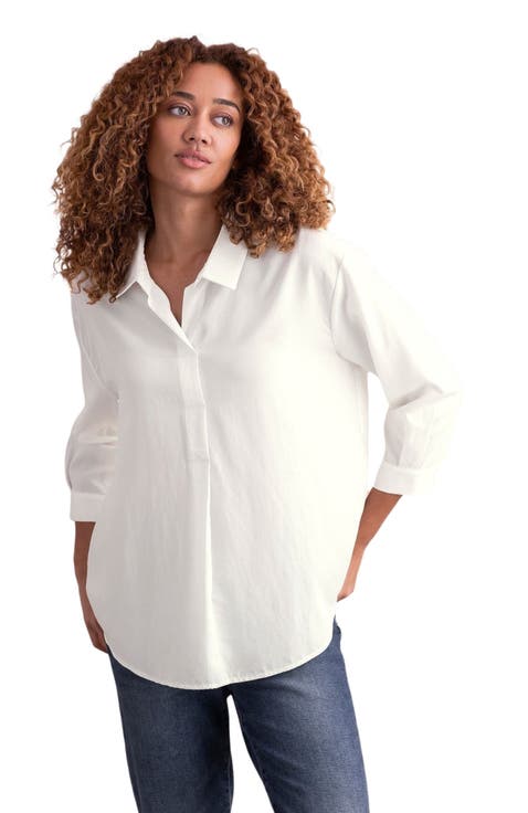 Linen Blend Relaxed Blouse