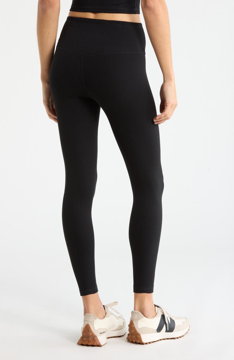 Zella Thrive Rib High Waist 7/8 Leggings, Alternate, color, Black