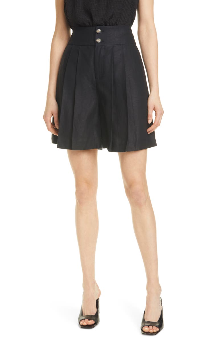 Club Monaco Pleated High Waist Shorts, Main, color, 