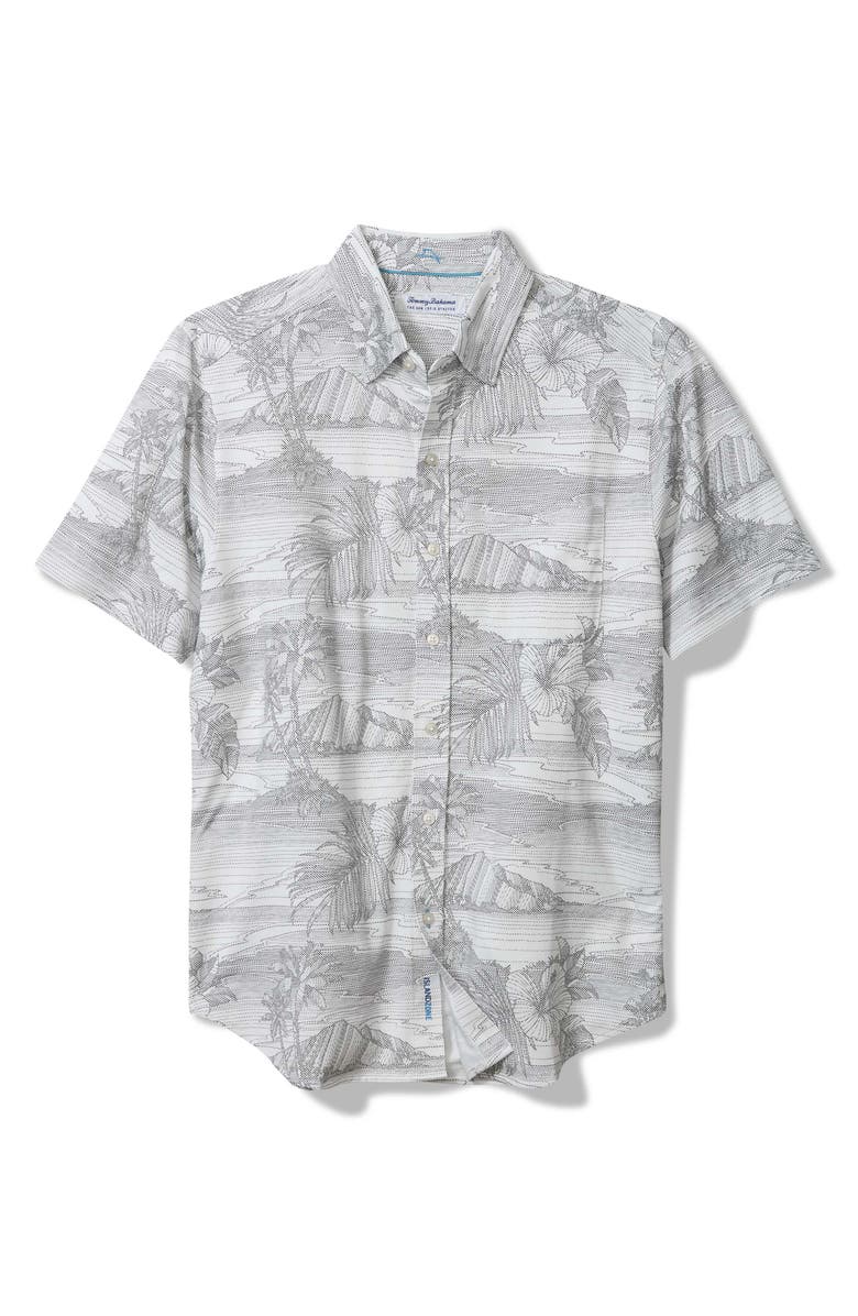 Tommy Bahama Corsica Coast Print Short Sleeve Cotton Blend Seersucker Button-Down Shirt, Main, color, 