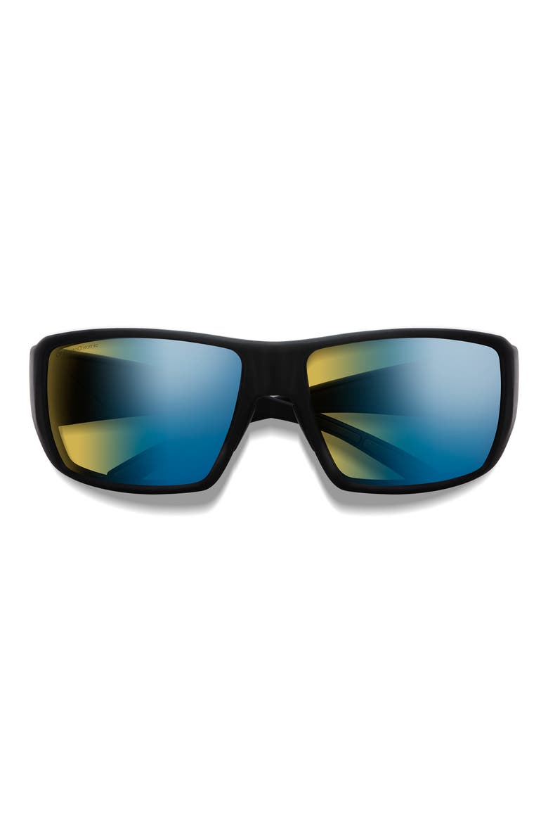 Guide's Choice 62mm Polarized Oversize Wraparound Sunglasses, Main, color, BLACK / GLASS YELLOW BLUE