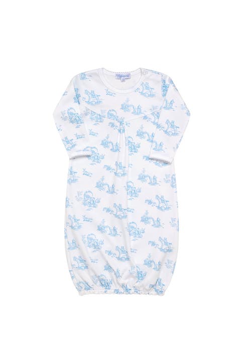 Blue Toile Baby Gown - Baby