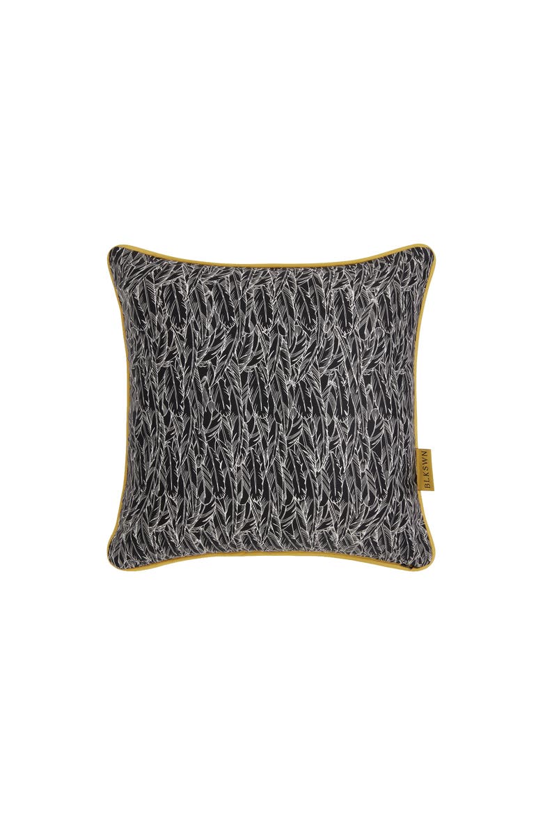Feathers Decorative Cushion, Alternate, color, Gold & Black