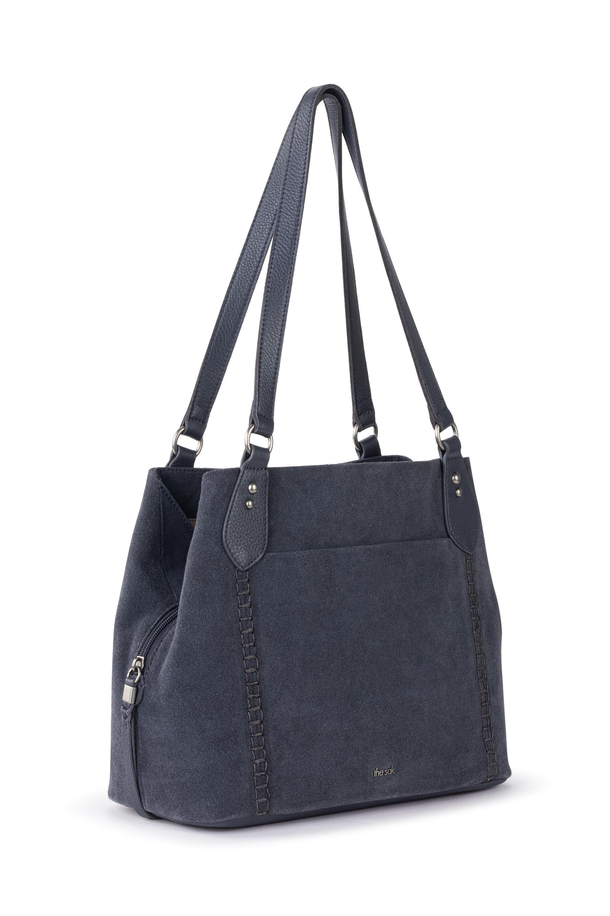 Melrose Leather Satchel, Alternate, color, Storm Grey Suede