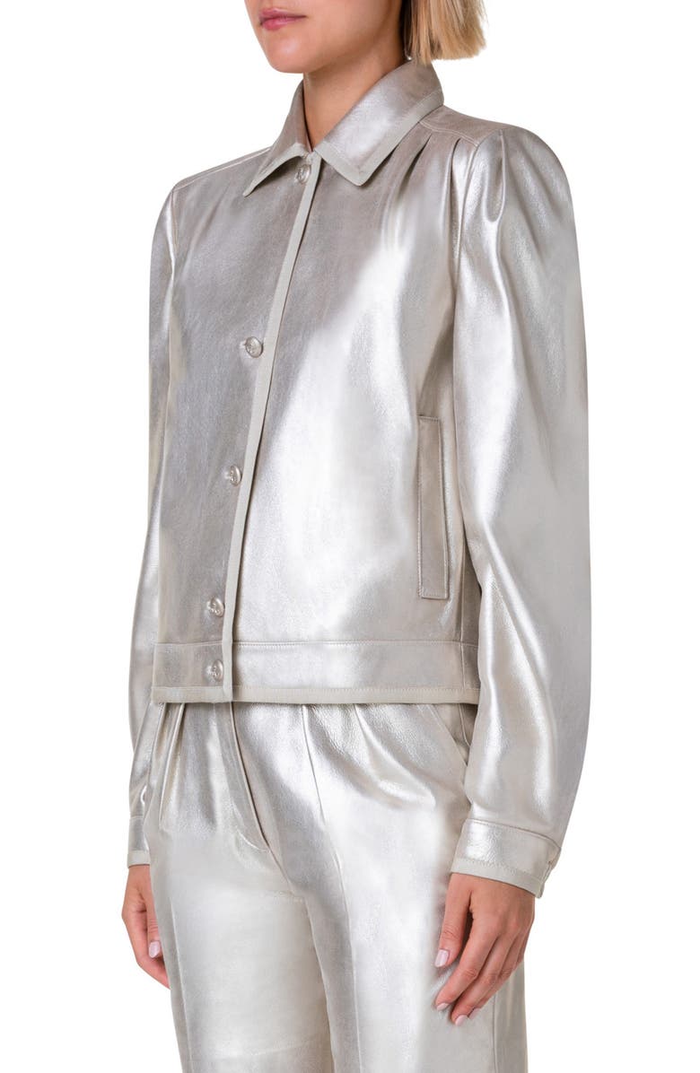 Akris Monica Pearlized Suede Jacket, Alternate, color,