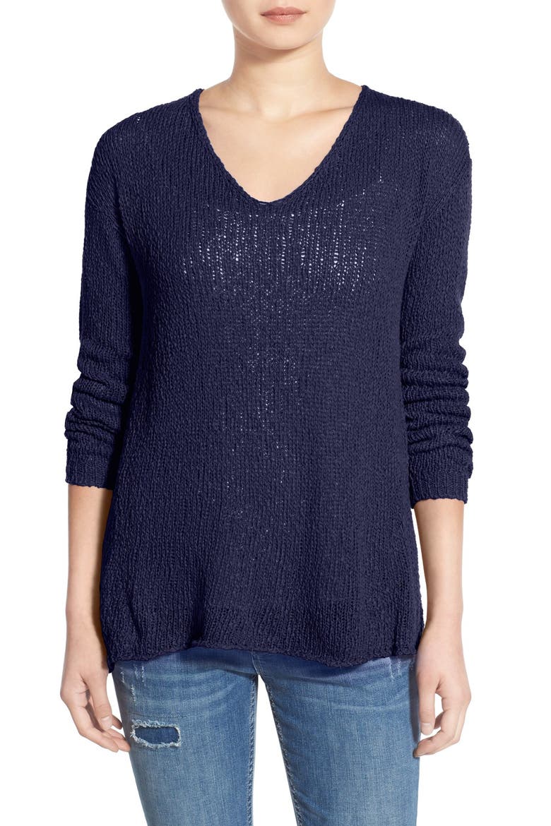 V-Neck Pullover Sweater, Main, color, NAVY EVENING