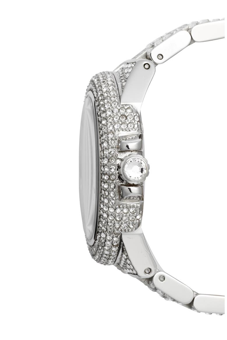 Michael Kors 'Camille' Crystal Encrusted Bracelet Watch, 44mm, Alternate, color, SILVER