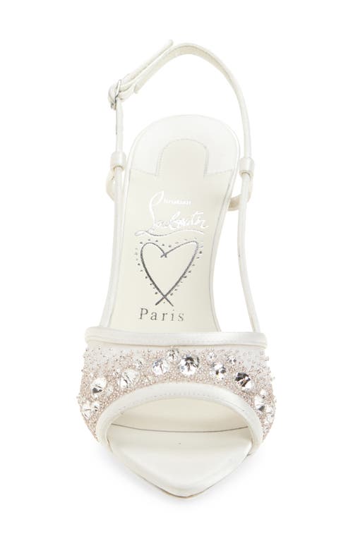 Christian Louboutin Miss Z Crystal Embellished Slingback Sandal In Version Ivory