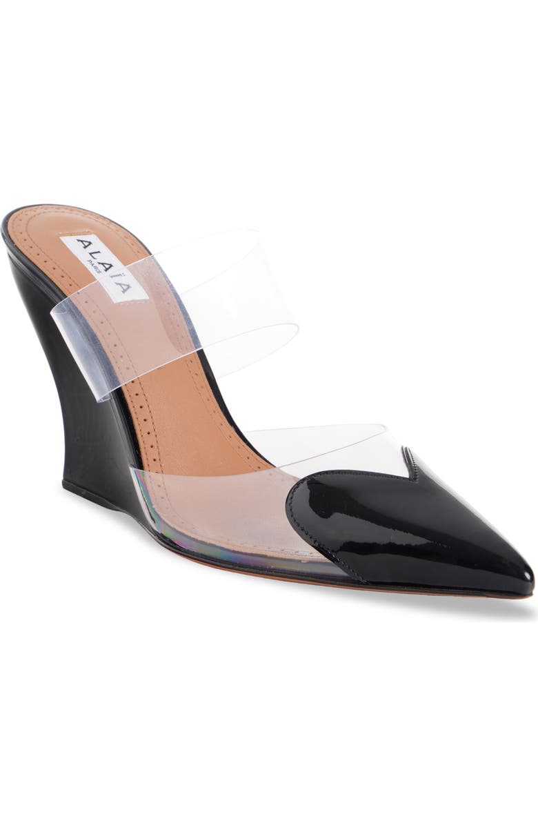 Alaïa Heart Pointed Toe Wedge Mule, Main, color, Noir