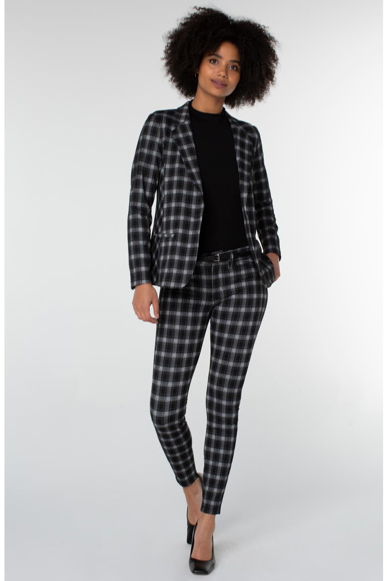 Plaid Fitted Blazer, Alternate, color, BLACK/ WHITE