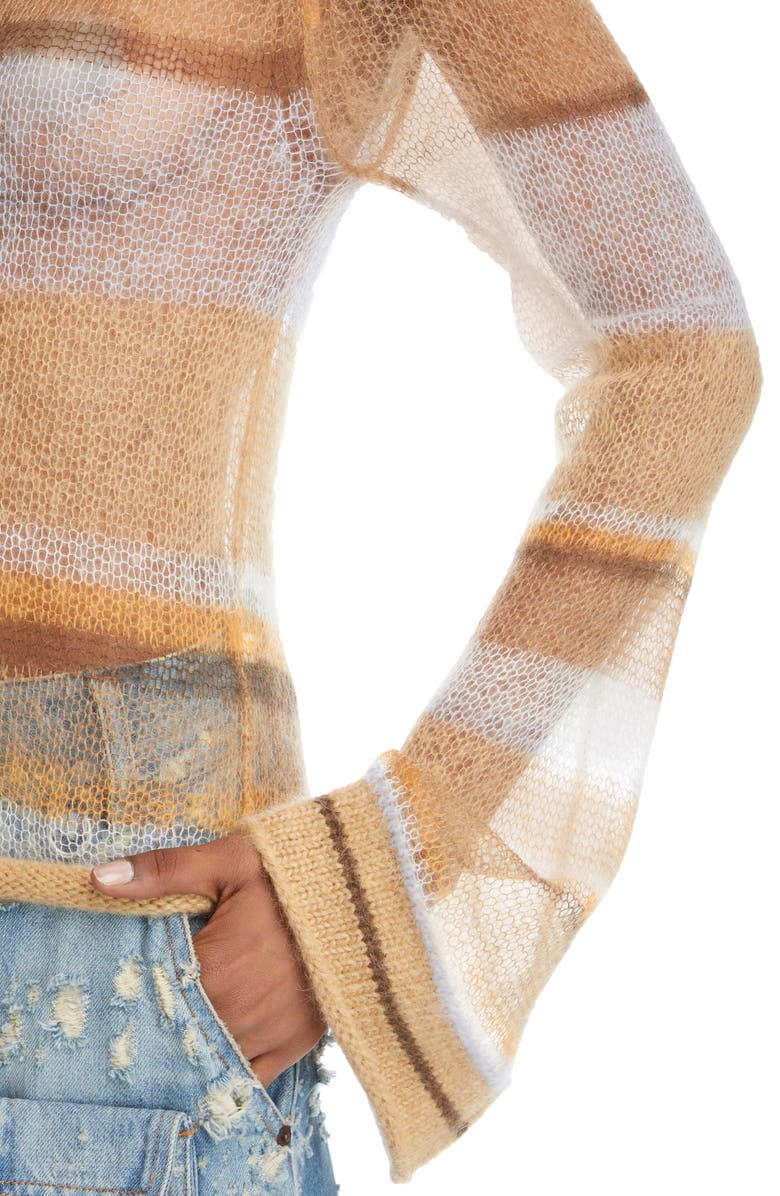 Acne Studios Karis Stripe Open Stitch Crewneck Mohair & Wool Blend Sweater, Alternate, color,