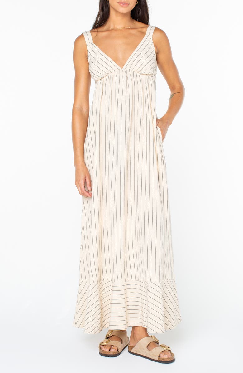 Roxy Wilder Coast Stripe Maxi Sundress, Main, color, Parchment