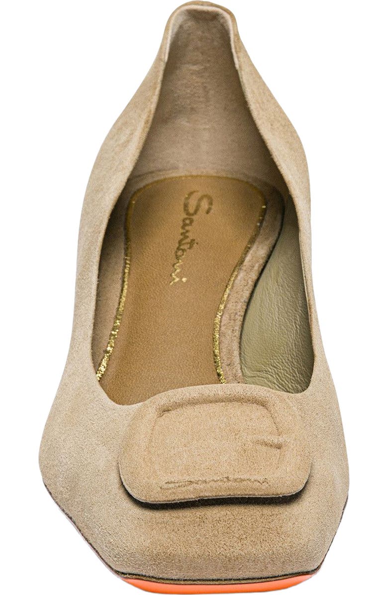 Santoni Women's suede low-heel pump, Alternate, color, Beige