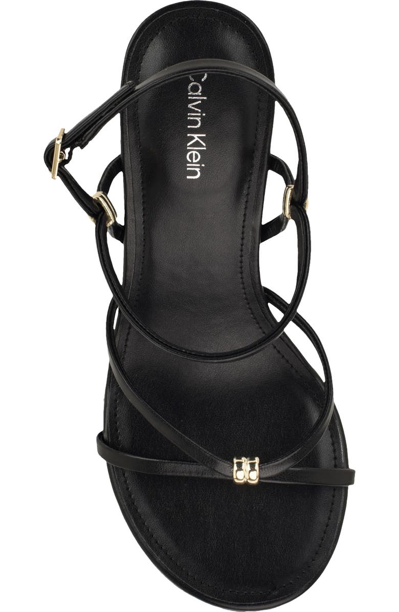 Calvin Klein Deliney Ankle Strap Wedge Sandal, Alternate, color, Black