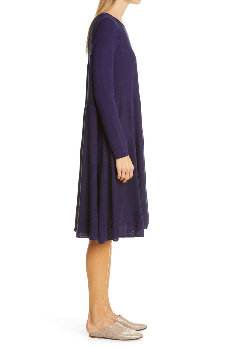 Addison Rib Detail Long Sleeve Dress, Alternate, color, MARINE
