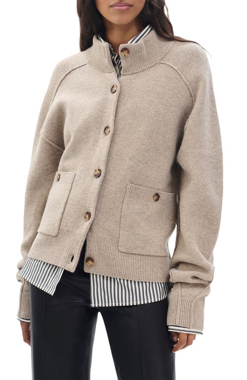 Rag & Bone Bridget Mock Neck Wool Blend Cardigan In Brown