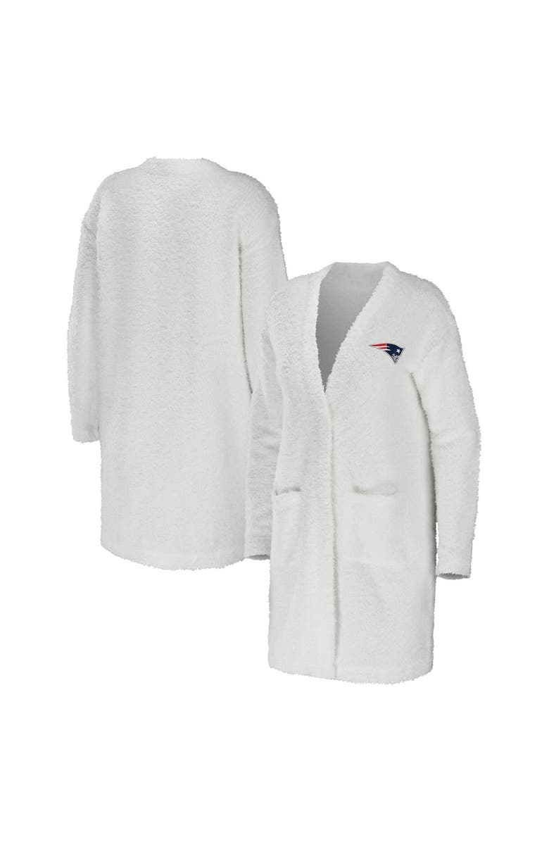WEAR by Erin Andrews Women's WEAR by Erin Andrews Cream New England Patriots Cozy Lounge Cardigan Sweater, Main, color,