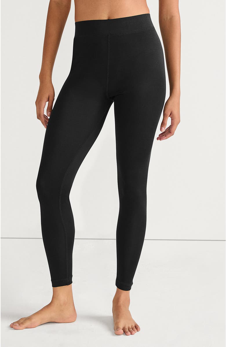 Lands' End Silk Interlock Long Underwear Leggings Pants, Main, color, Black