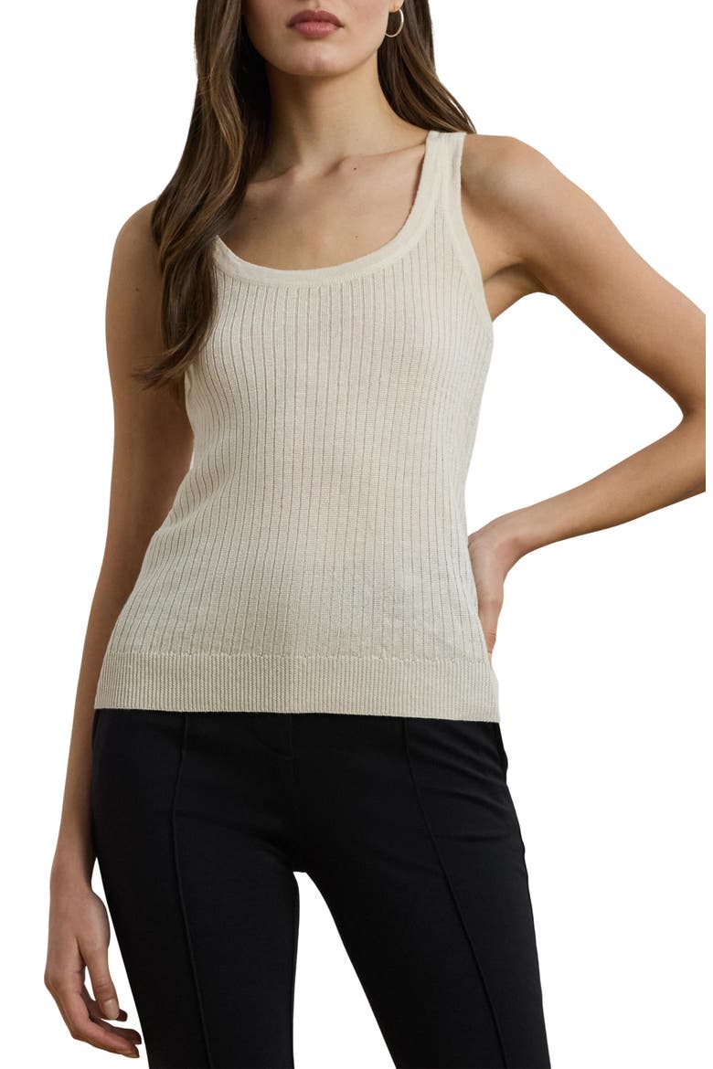 Linen Blend Rib Sweater Tank, Main, color, MASCARPONE CREAM