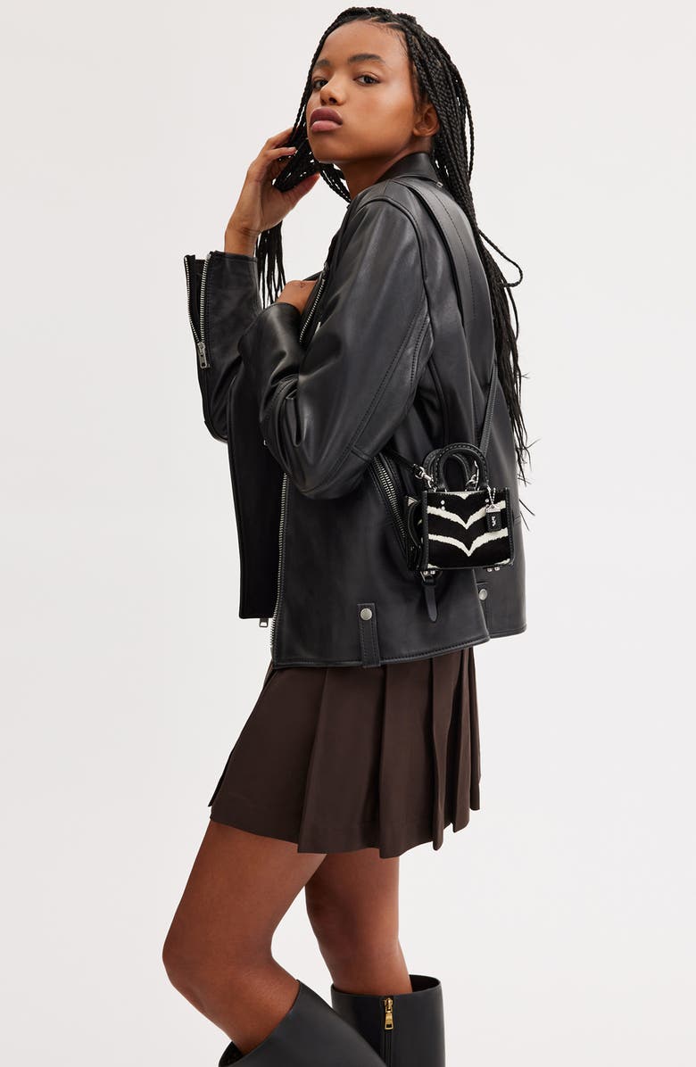 COACH Rogue Zebra Print Genuine Calf Hair Crossbody Bag, Alternate, color,