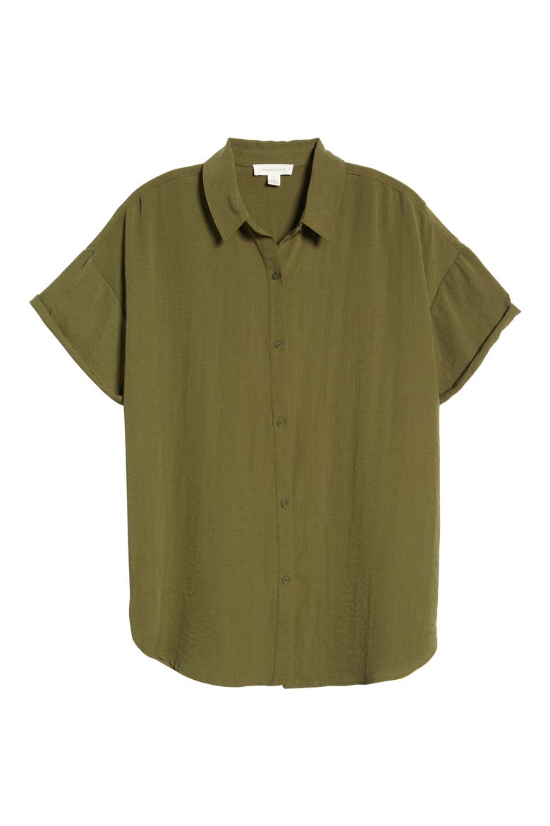 Oversize Short Sleeve Tunic, Alternate, color, OLIVE NIGHT