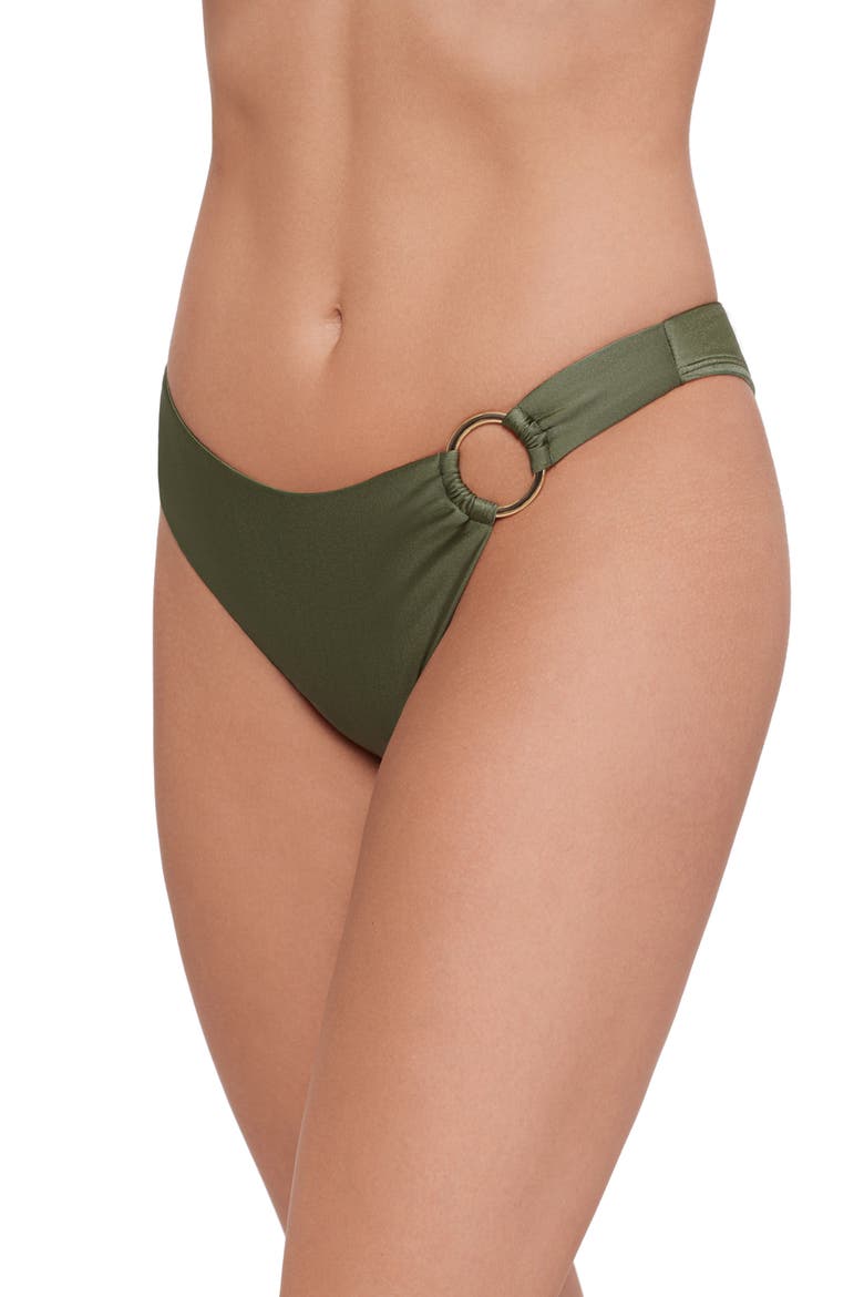 Scoop Front Ring Hipster Bikini Bottoms, Alternate, color, OLIVE