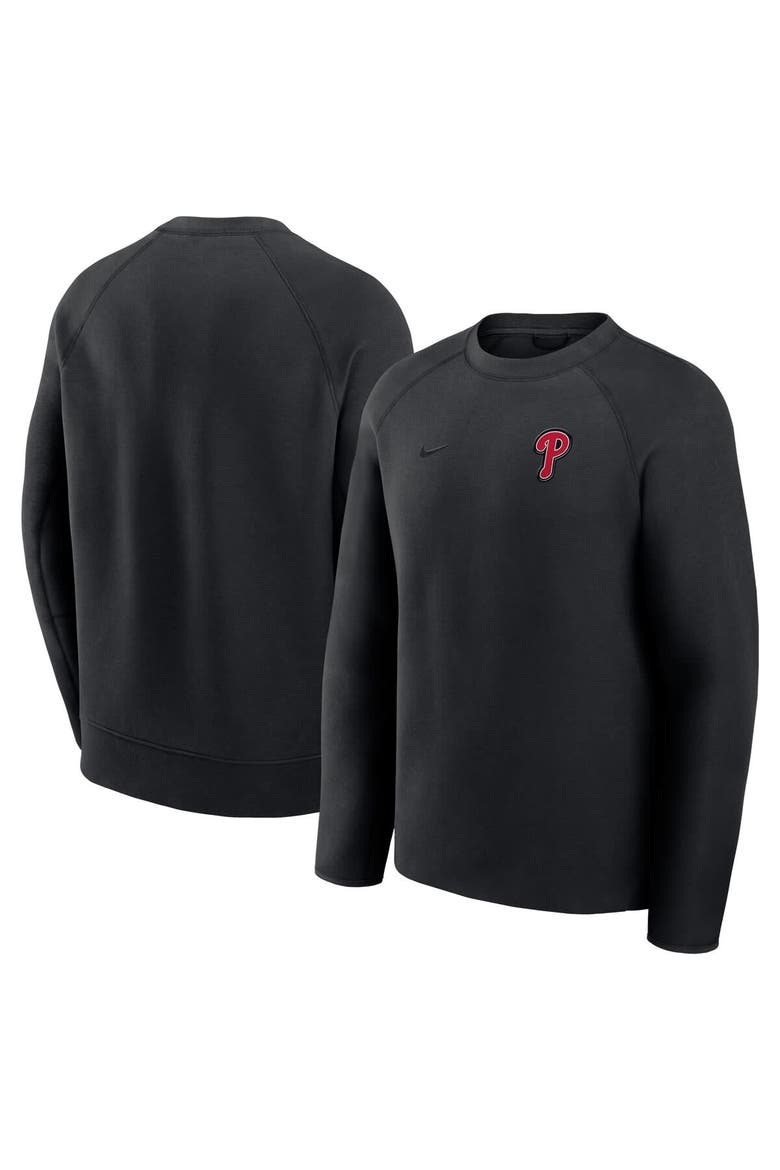 Men's Nike Black Philadelphia Phillies Tech Fleece Raglan Sweatshirt, Main, color, Black
